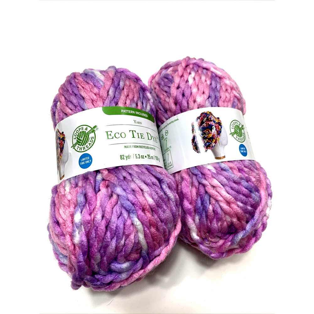 Loops & Threads Yarn Eco Tie Dye "Psychedelic Purple" - 5.2 oz - Lot of 2